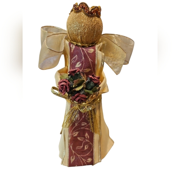 Vintage Made In France 9" Handmade Gold Silk Blend Angel Tree Topper - Picture 1 of 7